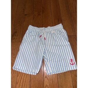Boy Cat & Jack Swim Trunks Striped Anchor Swim Shorts Elastic Waist Size S (6/7)